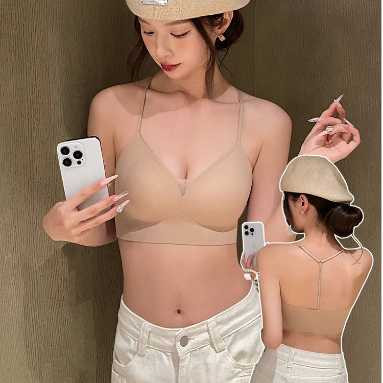 维多利亚夏季薄款内衣女小胸聚拢无痕闪钻挂脖美背性感背心吊带商品图
