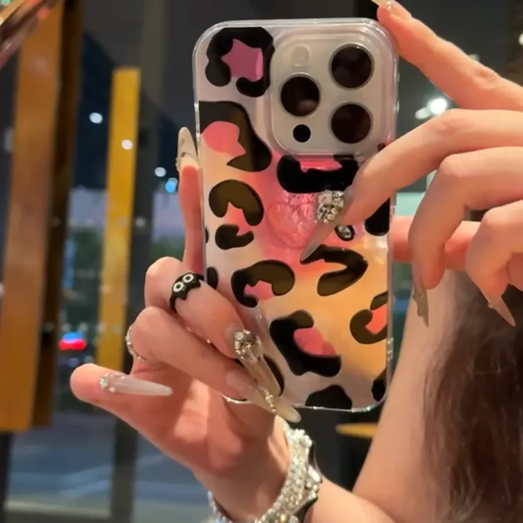 豹纹爱心晕染适用苹果华为vivo小米oppo女款iphone15/16/14