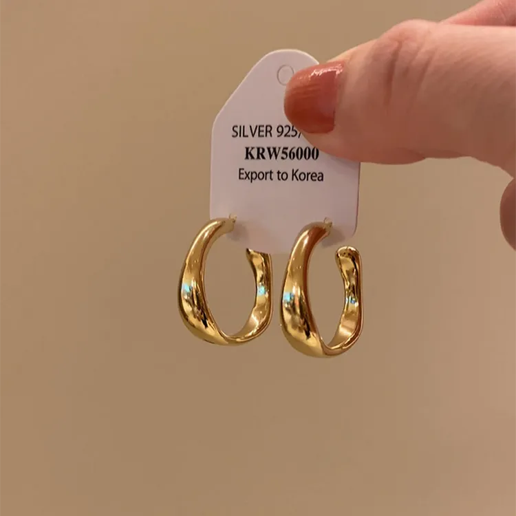 铜合金耳饰 金色不规则C型耳环2025新款轻奢高级感秋冬气质耳钉女