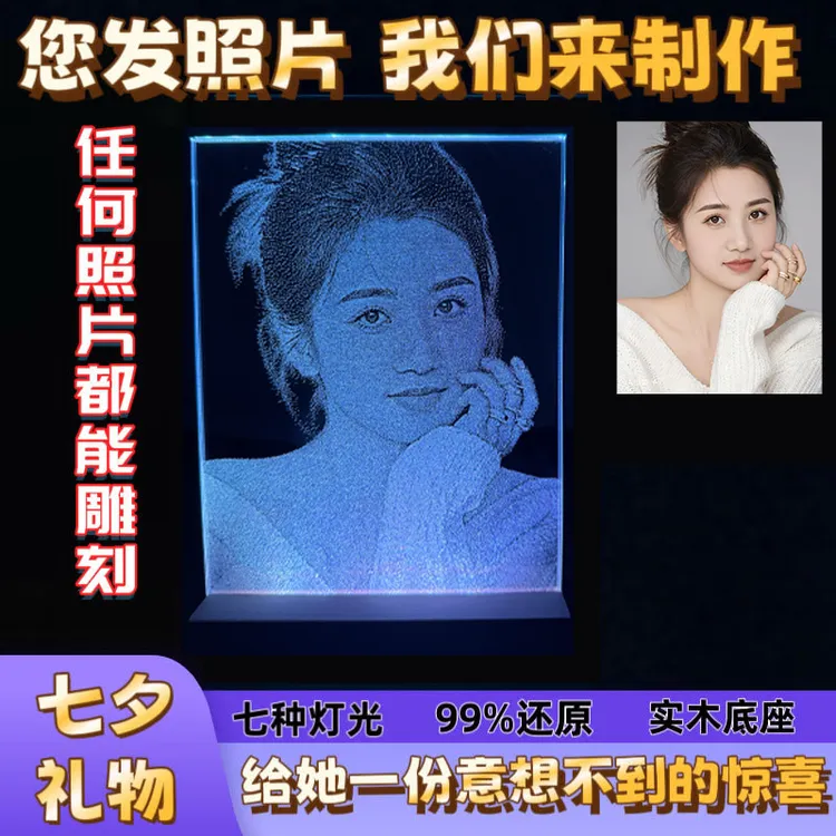 【顺丰包邮】纯手工锤子画玻璃画琉璃画像定制照片生日礼物送女友