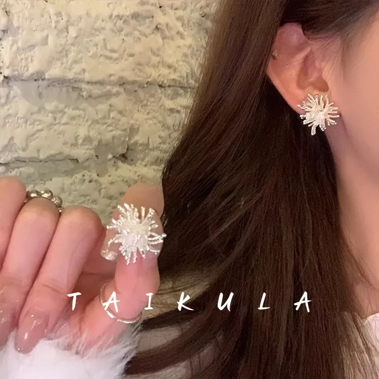 秋冬闪锆蒲公英耳钉女耳环2026新款爆款轻奢高级感时尚气质耳饰潮