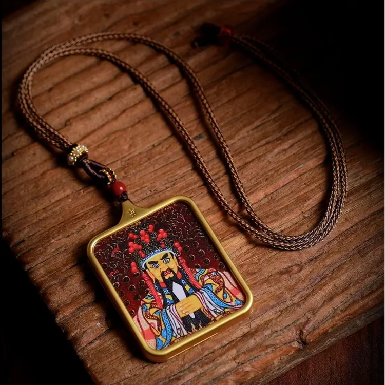 五爷唐卡摆件钛钢合金吊锥手工编织五彩摆件彩色九华山描金