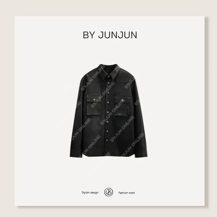 ByJunjun 高级定制【十字羊皮】英国进口立体口袋羊皮外套