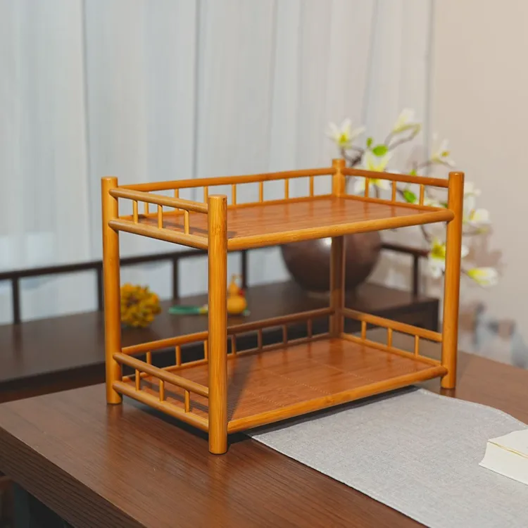 【凭栏】榫卯竹编展示架收纳架高档家用茶架博古架多层家居收纳