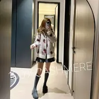 【百分百山羊绒】254591秋冬拉绒厚款植绒花朵款羊绒衫保暖时尚款