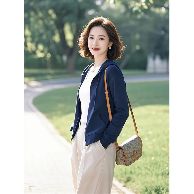 今年流行的爆款减龄漂亮洋气蓝色卫衣短款外套2025年秋季新款女装