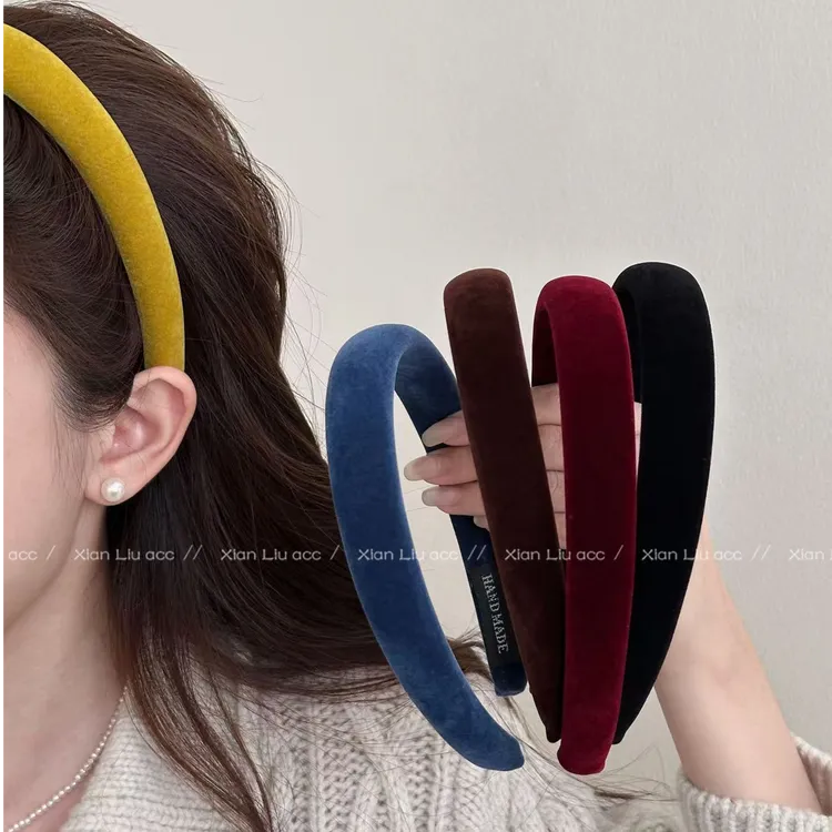 复古彩色丝绒宽边发箍女2025新款显脸小高颅顶洗脸压发头箍发饰