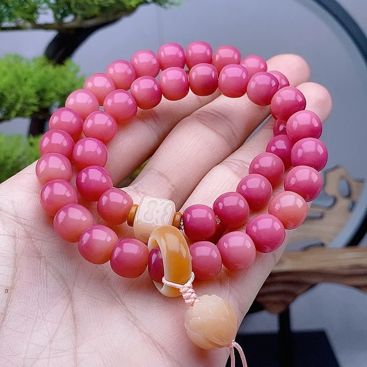 乌梅子酱双圈菩提手串 高密高油绕指柔文玩菩提根莲花菩提手串