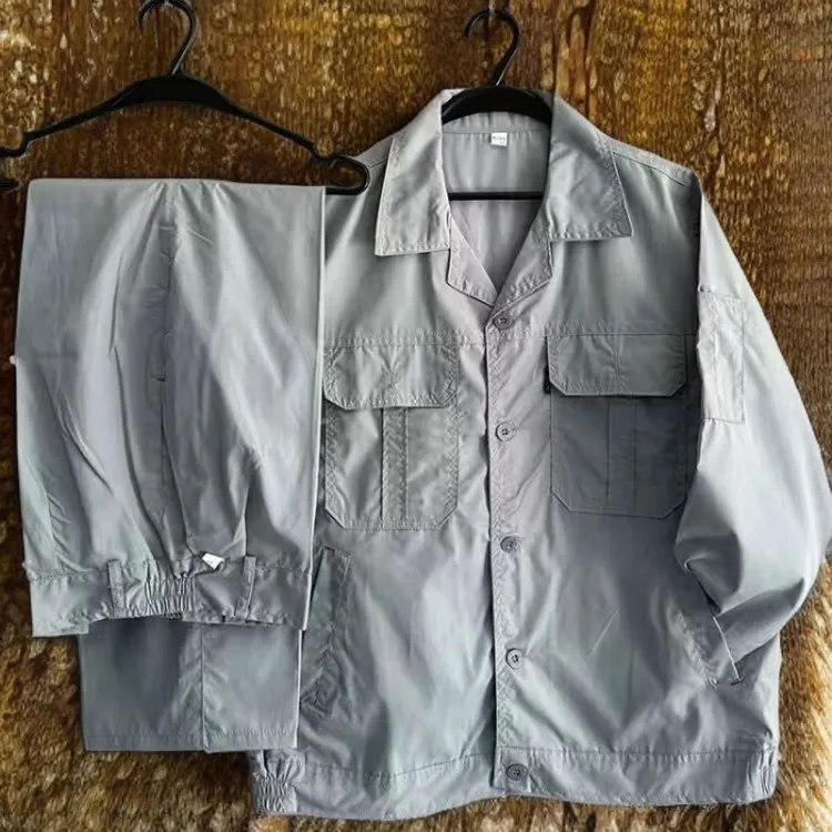 夏季薄款工作服男套装耐磨透气吸汗多口袋长袖上衣防晒劳保服定制