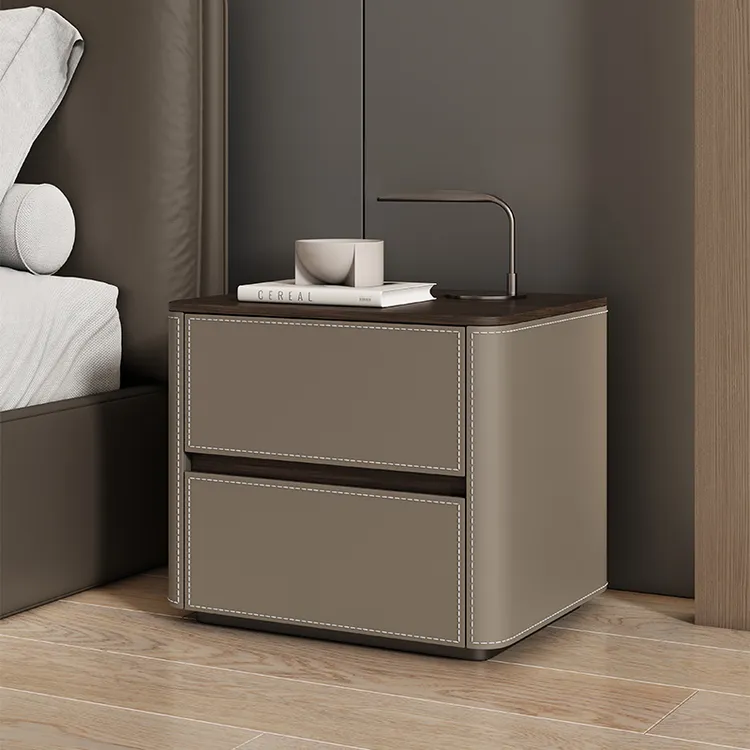 爆款极简马鞍皮小户型简约现代家用时尚网红卧室高级全实木床头柜