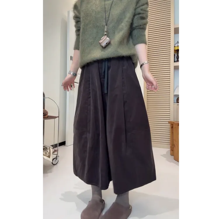 【巴黎野蔷薇】灯芯绒八分裤气质时尚百搭阔腿休闲裤子女