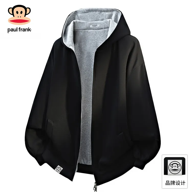 PaulFrank/大嘴猴美式连帽重磅外套男士2025秋季休闲宽松开衫卫衣