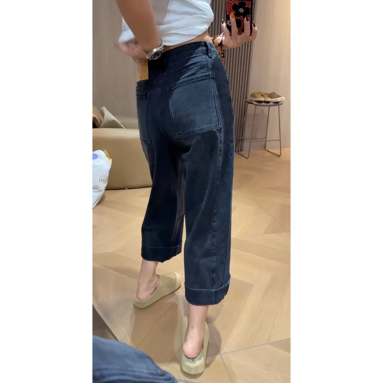 2025年秋季新款直筒牛仔裤子女高腰显瘦小个子时尚百搭九分法棍裤