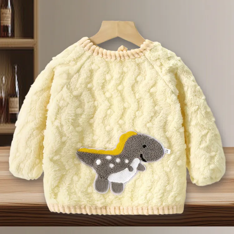 宝宝婴儿罩衣加绒儿童秋冬特价长袖小孩加厚冬季吃饭保暖防护服