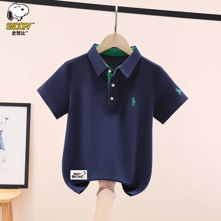 史努比男童短袖polo衫夏装2026新款洋气中大童男孩休闲T恤上衣潮