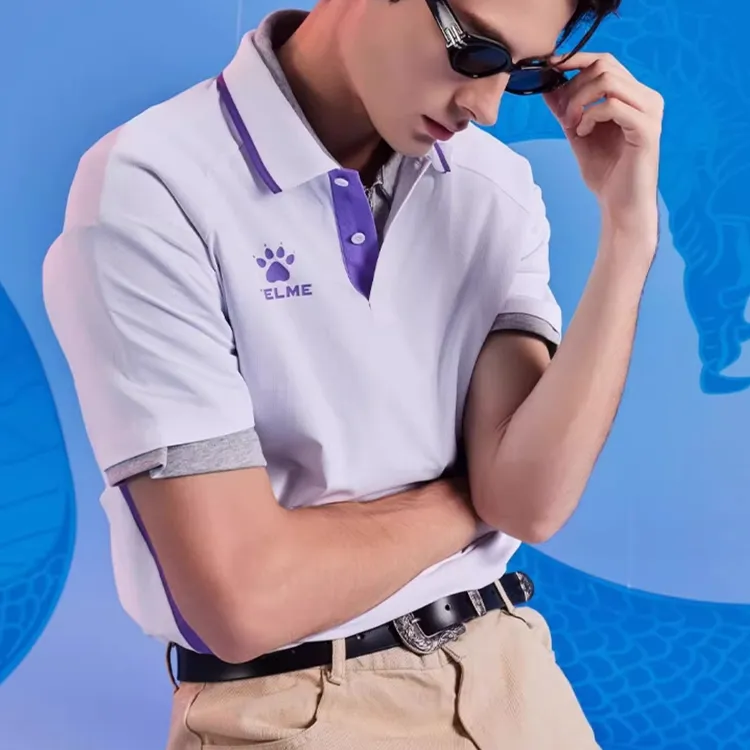 卡尔美KELMEPolo衫新款透气足球训练服运动翻领短袖T恤