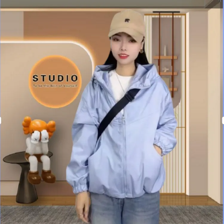 双拉链冲锋衣外套女2025秋季新款连帽设计感宽松百搭夹克爆款外套