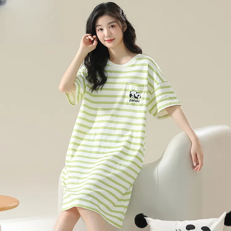 浪莎睡裙女款夏季纯棉短袖2025年新款大码孕妇中长款宽松家居服