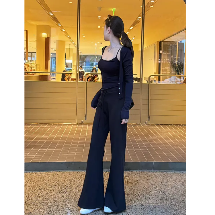 YPP！【Bi入竹竿裤】裸感亲肤高弹力提臀显瘦抽绳微喇裤休闲裤