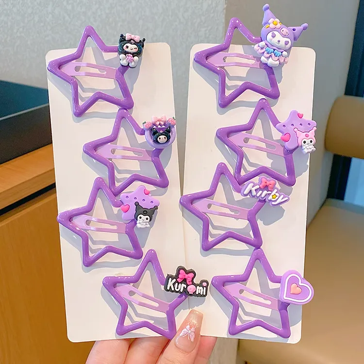 儿童五角星库洛米发夹女童不伤发后脑勺碎发神器发卡头饰女孩发饰