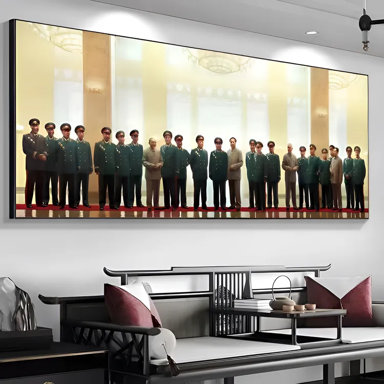 海报背景人物画像新中式客厅沙发办公室书房装饰壁画