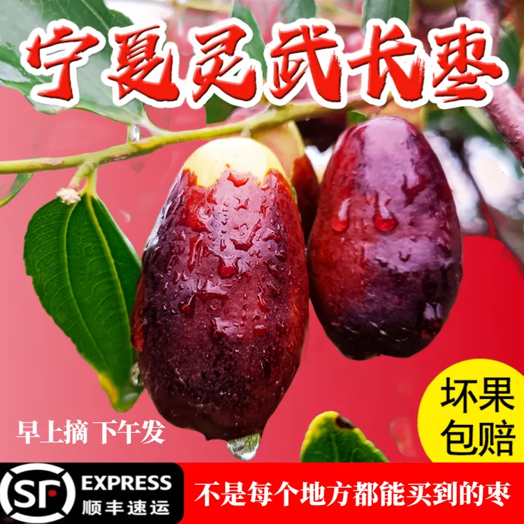 【顺丰包邮】宁夏灵武长枣新鲜采摘皮薄肉厚甜多汁正宗银川沙漠长枣