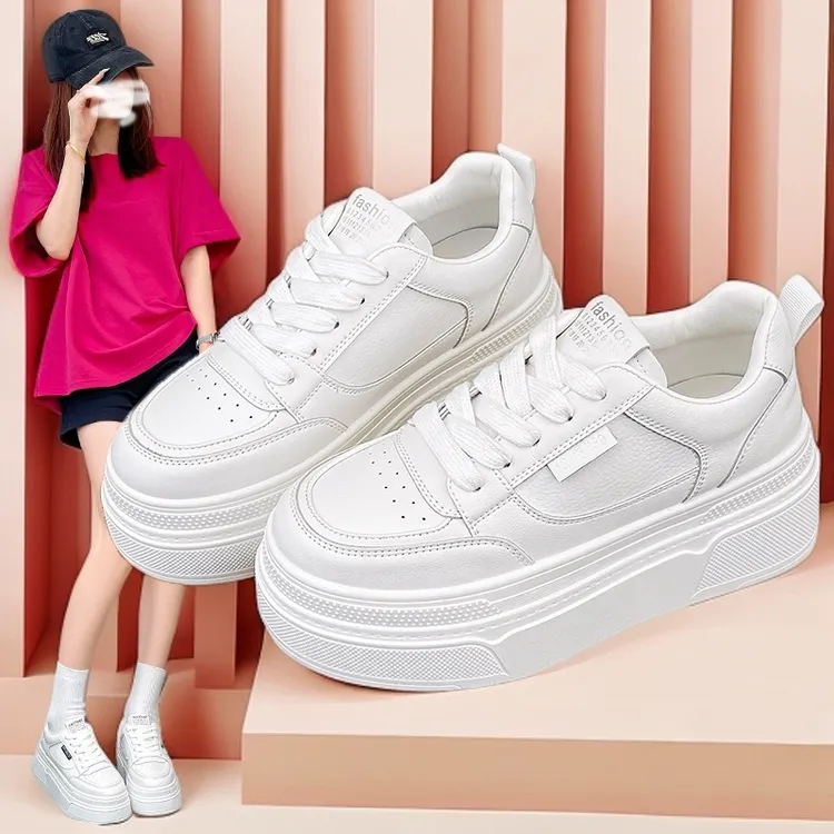 2025新款爆款增高加绒7公分厚底女鞋34码小白鞋百搭ins休闲运动鞋