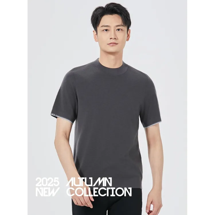 Lilanz/利郎短袖针T恤男士圆领舒适休闲百搭羊毛半袖男款B5QMS305