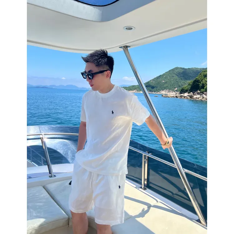 【套装】夏日老钱马标刺绣极简天丝贵气短裤套装