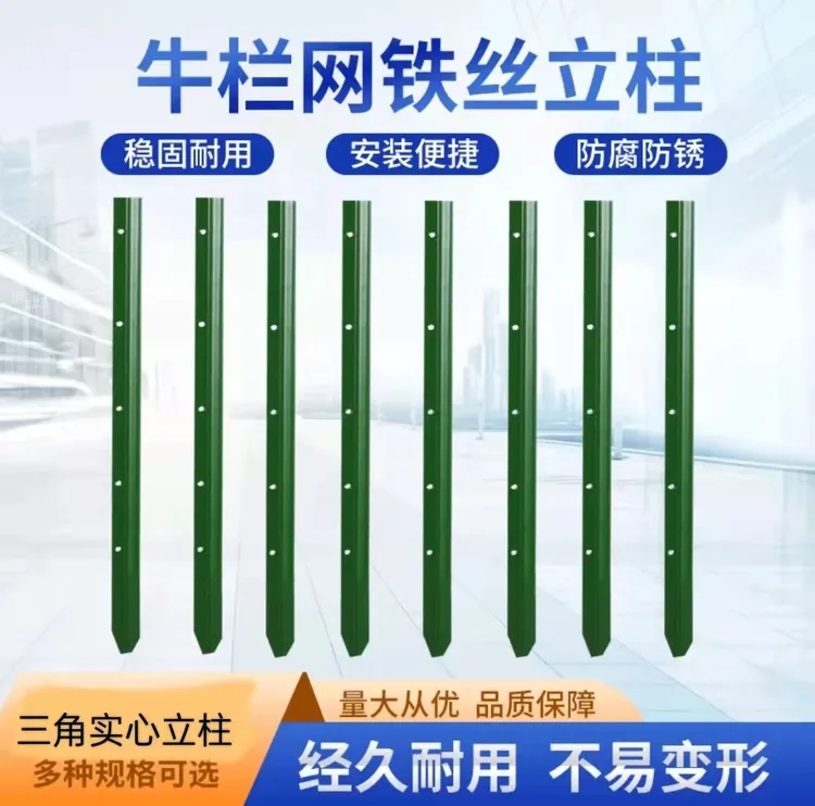 加厚铁立柱实心养殖立柱立柱蔬菜三角养殖防护网护栏围栏网养殖网商品图