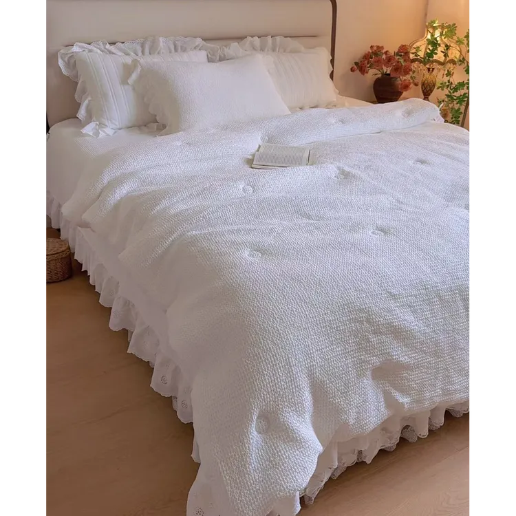 【木白】韩国/超软华夫格植物砂洗一体被冬季保暖春秋被四季通用