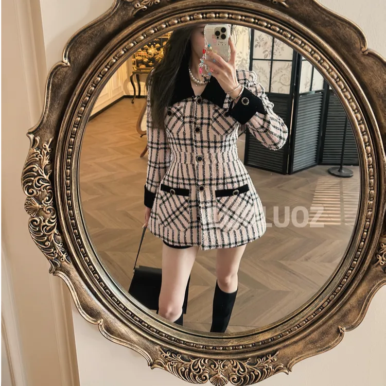 LUOLUOZ【月之恋人】羽绒绵羊毛绝美上衣外套＋裤子两件套JF1077