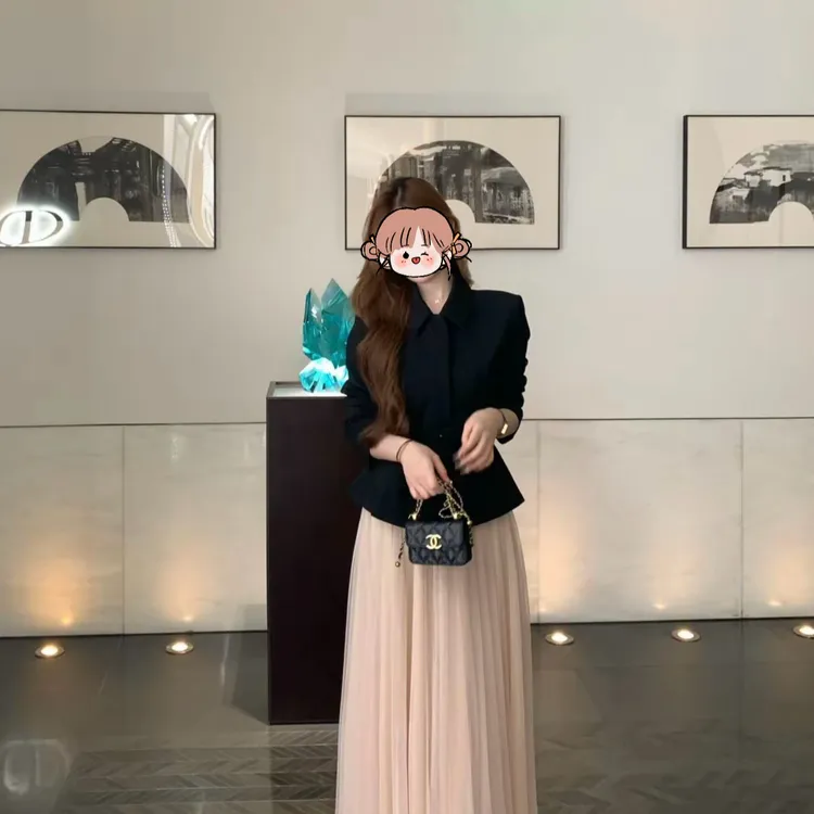 【现货运费险】许妍同款衣服收腰显瘦西装外套高级感气质网纱半身裙