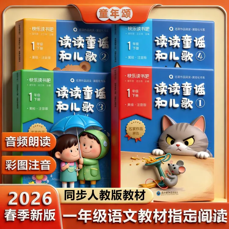 童年颂读读童谣和儿歌【一年级下必读快乐读书吧】课本阅读彩绘注音商品图