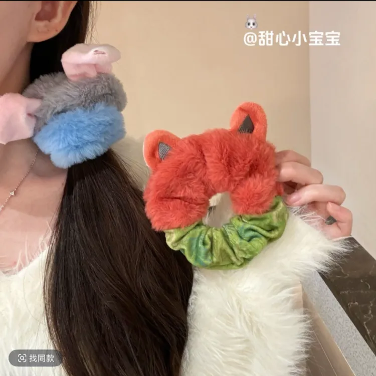 卡通疯狂动物城朱迪尼克毛绒发圈头绳皮筋束发带发饰品可爱发绳