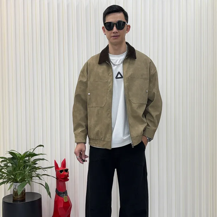 夹克水洗上衣男工装秋季休闲翻领美式休闲男士复古