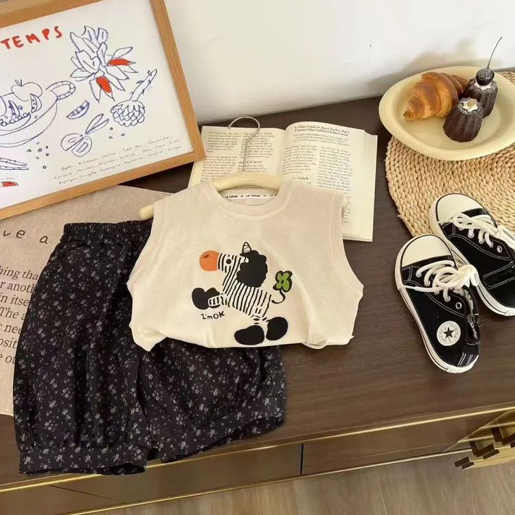2025夏季新款儿童背心T恤韩版休闲裤儿童套装