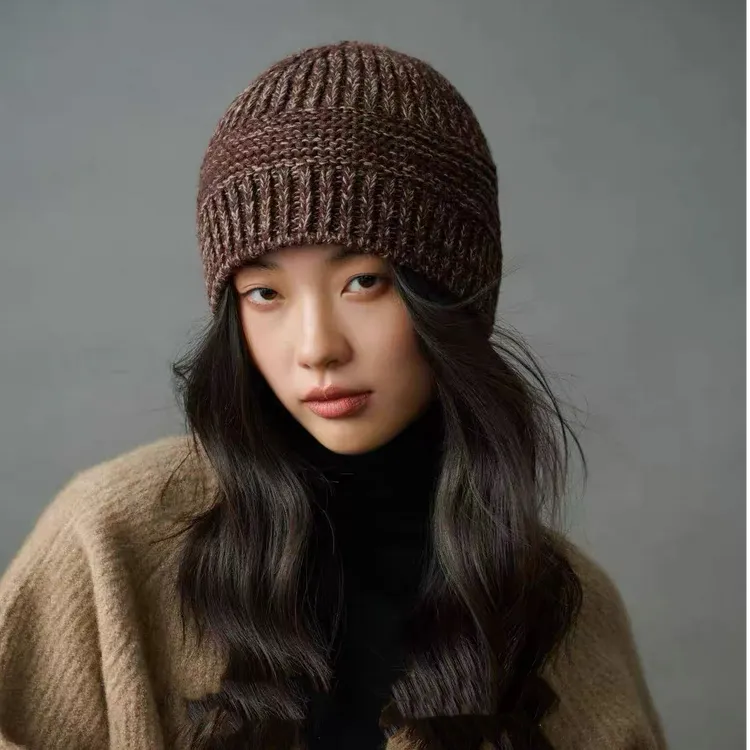 Miu系混色进口羊毛针织水桶毛百搭显脸小包头冷帽休闲帽子时尚