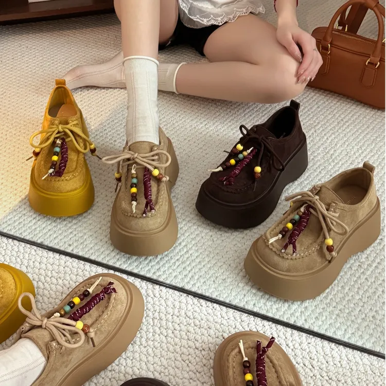 贾不假琥珀流光单鞋2025新款秋冬爆款复古通勤小皮鞋女款百搭厚底