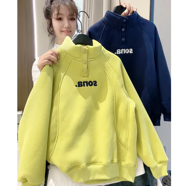 【加绒】温暖羊羔绒~中大童半高领加厚羊羔绒字母卫衣卫衣休闲00397