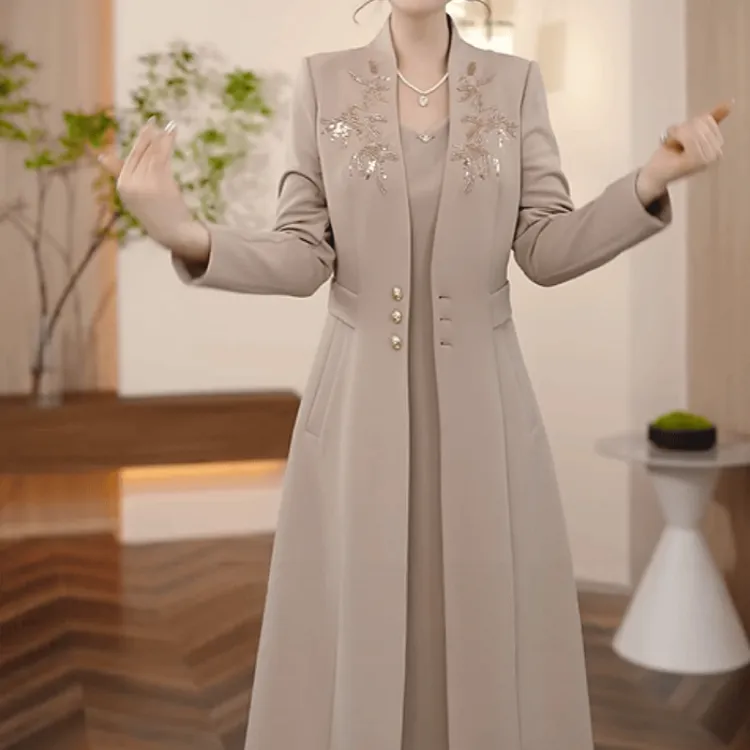  A926【风衣外套+连衣裙】2025秋季新款时尚高端洋气上档次套装裙