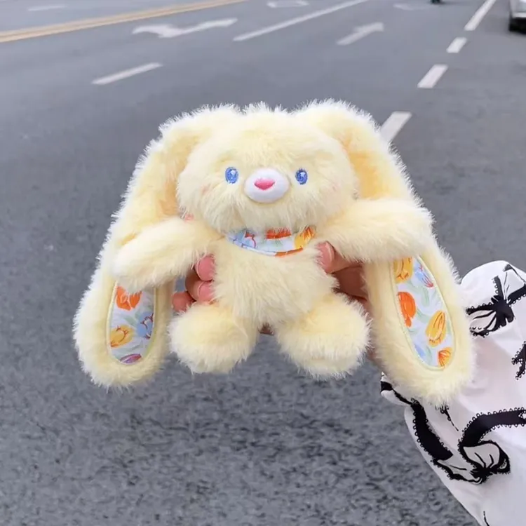 【碎花款】拉耳兔毛绒钥匙扣挂件趣味包包可爱挂饰送女友闺蜜礼物