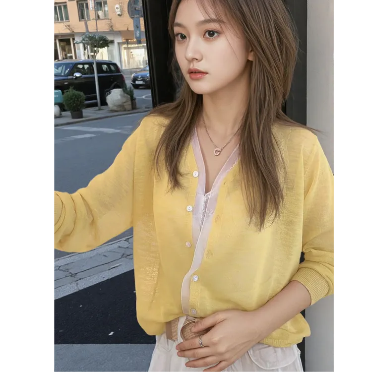 设计感洋气温柔减龄竹节麻防晒上衣2025夏季慵懒宽松显瘦针织开衫