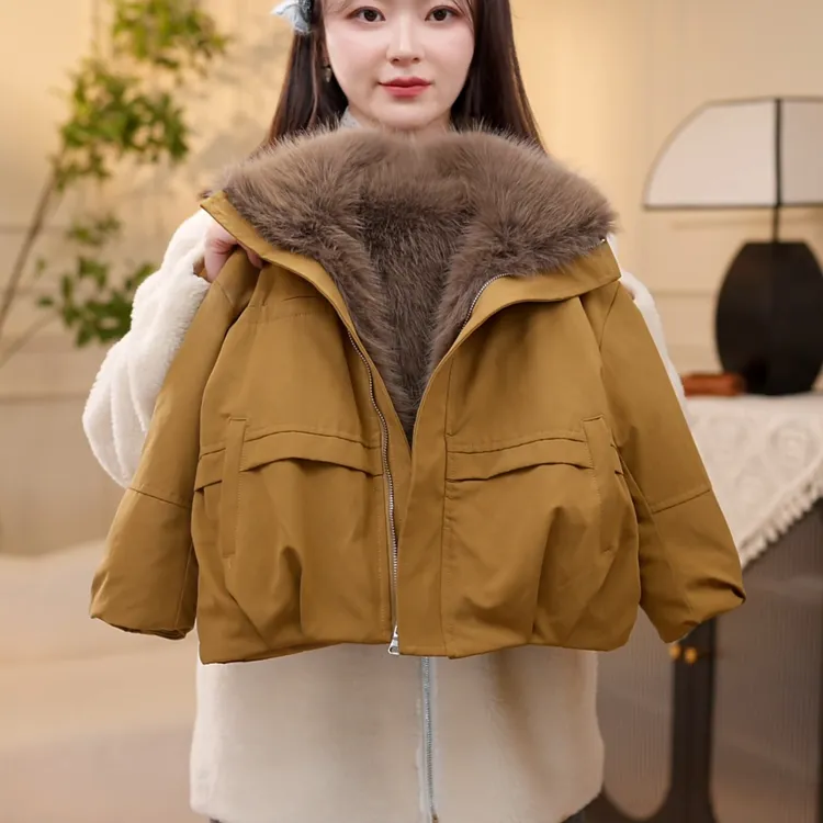 儿童冬季毛毛外套加绒加厚2025冬季新款女童洋气时尚韩版夹克百搭