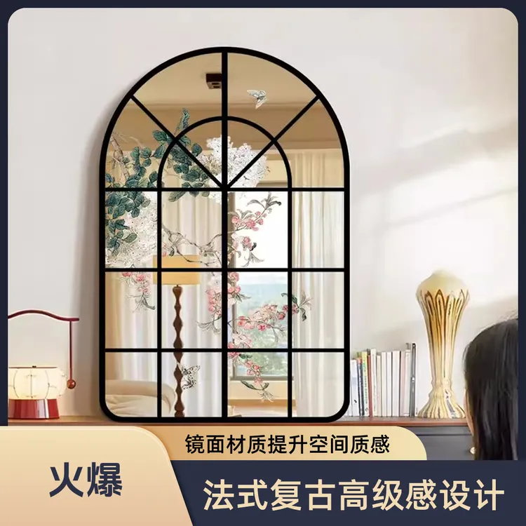 中古风客厅镜面法式复古玄关桌面摆画创意客厅玄关摆件挂画