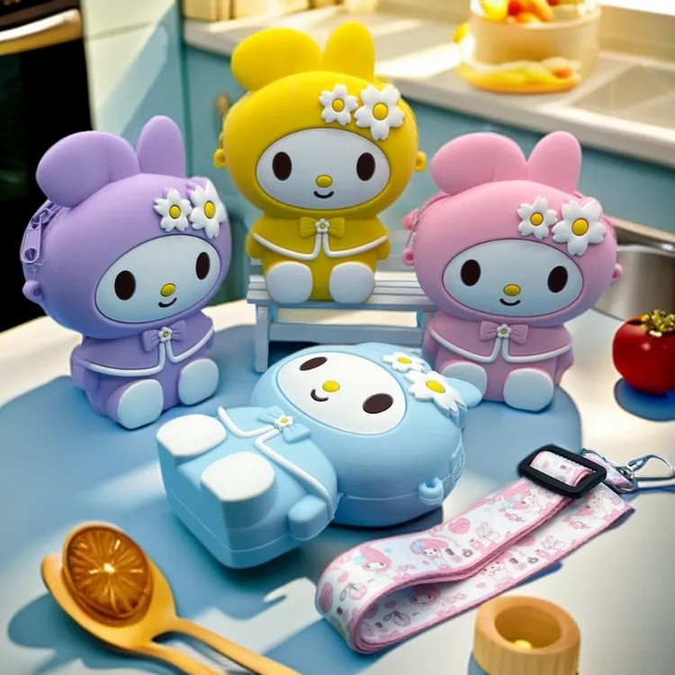 创意春季硅胶包零钱包斜跨包钱包小花兔单肩甜美可爱硅胶卡通儿童