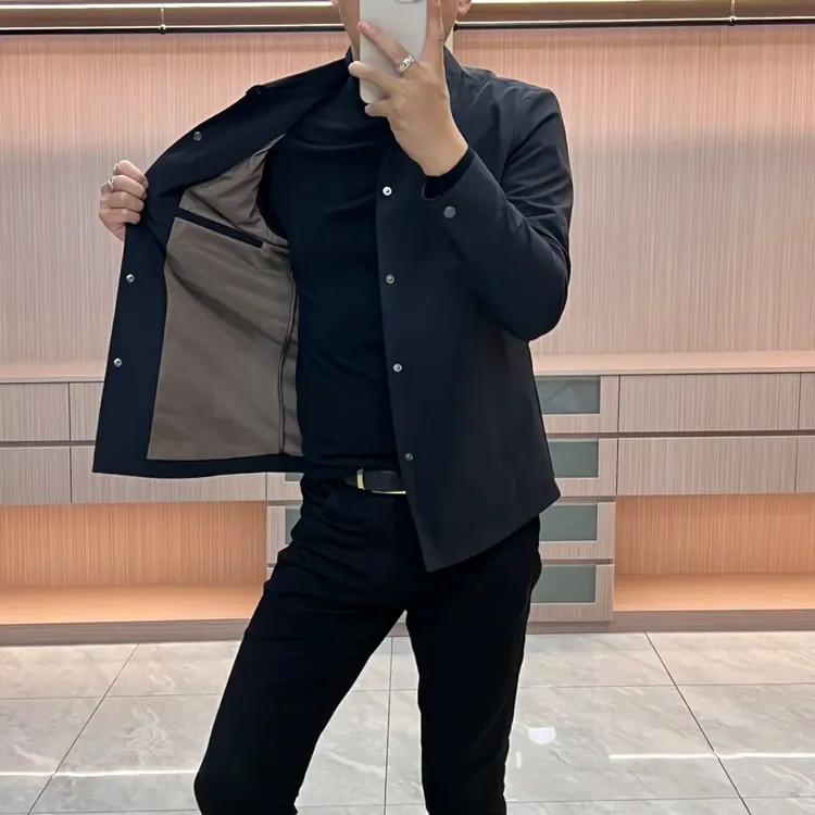 春季新款男士翻领行政夹克纯色百搭商务休闲2025爆款外套显瘦大码