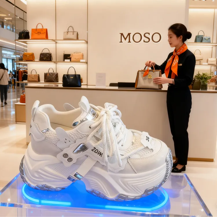 MOSO厚底内增高老爹鞋女秋冬新款明星同款女鞋复古时尚休闲百搭鞋