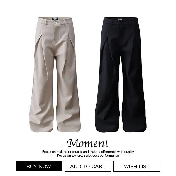 Moment高级感立体打褶A字版型微阔西裤夏季垂感极简风