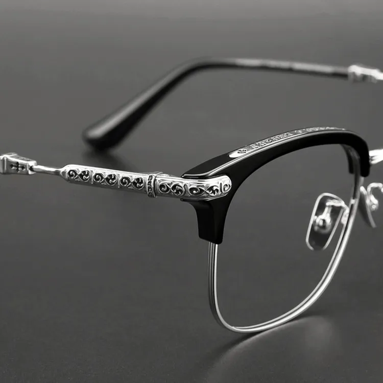 【镇店之宝·枭雄】周董同款克罗纯钛半框眼镜框近视大脸男士眉线框